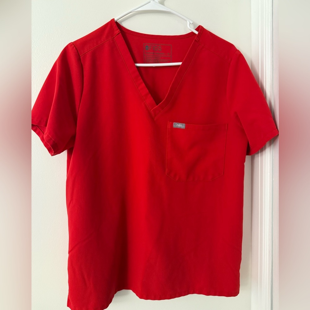 Figs Scarlet V-Neck Scrub Top